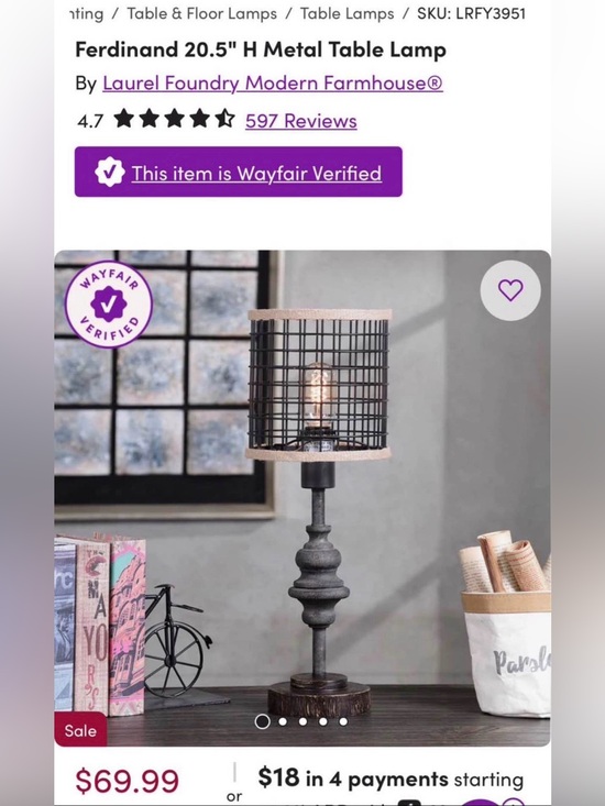 Laurel Foundry Modern Farmhouse Other - Two Laurel Foundry Modern Farmhouse Black Metal Cage Table Lamp